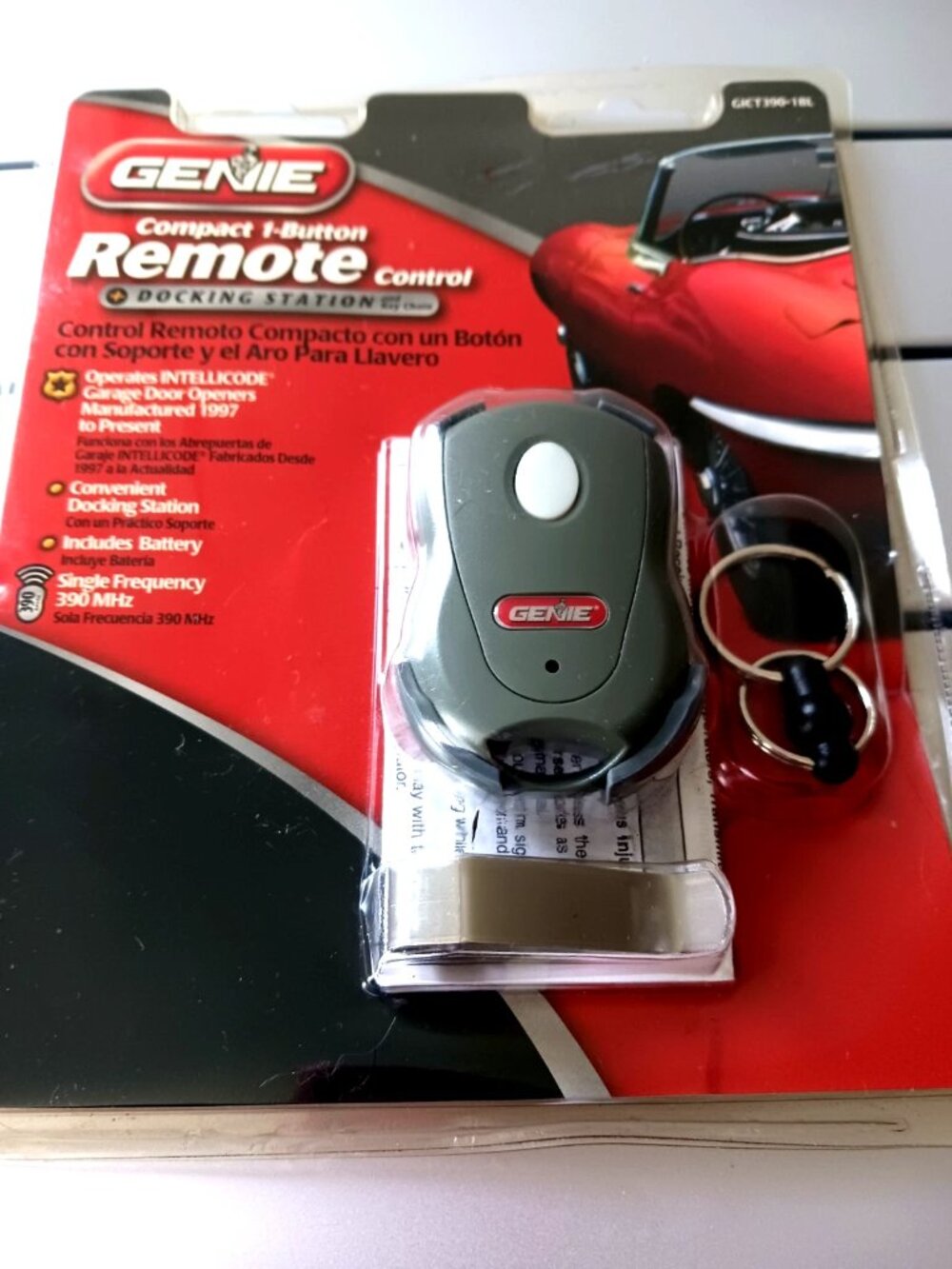 Genie GICT390-1BL Compact 1-Button Garage Door Remote New +  Sealed